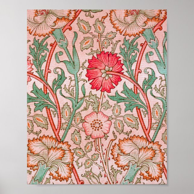 Affiche Fleurs roses de William Morris (Devant)