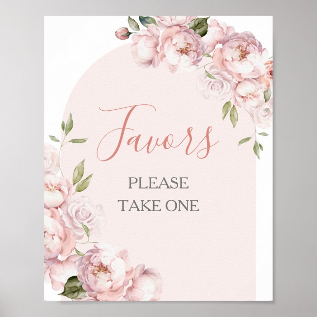 Affiche Fleurs roses Fille Baby shower bébé en fleur Faveu (Devant)