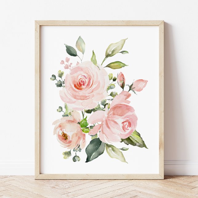 Affiche Fleurs roses, Fleurs Aquarelles, Nourriture pour f (Créateur téléchargé)
