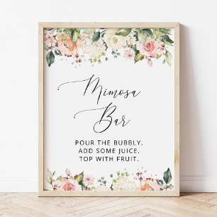 Affiche Fleurs roses, fleurs blanches, Bohème, Bar à Mimos