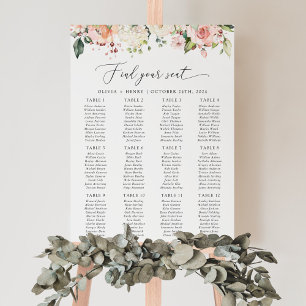 Affiche Fleurs roses, Fleurs blanches, Plan de table de ma