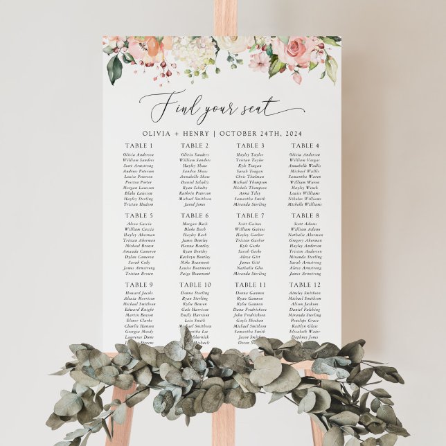 Affiche Fleurs roses, Fleurs blanches, Plan de table de ma (Créateur téléchargé)