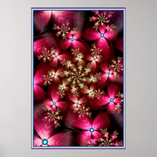 Affiche Fleurs roses fractales