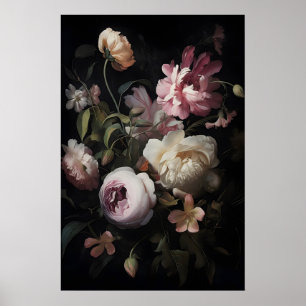 Affiche Fleurs Roses Magiques dans un Jardin Imprimé, Bota