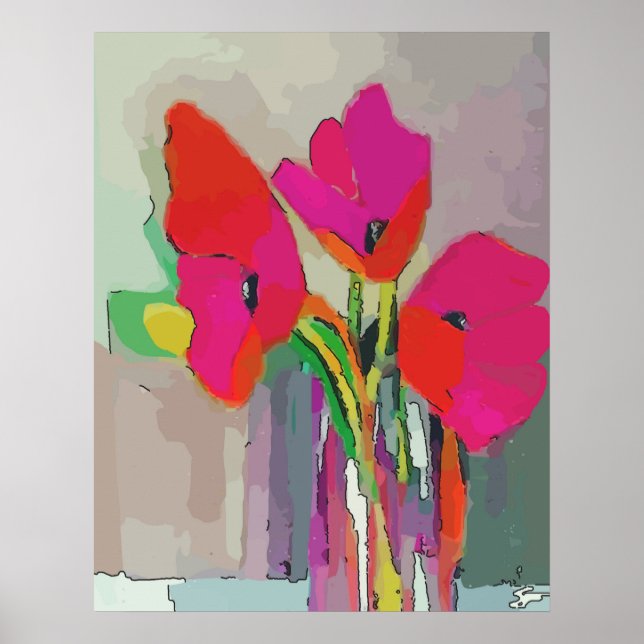 Affiche Fleurs Rouges En Jar (Devant)