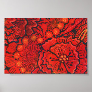 Affiche Fleurs rouges, Fleur irky Abstrait Art Floral