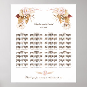 Affiche Fleurs Rougies Pampas Mariage en herbe Carte de si