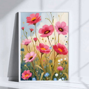Affiche Fleurs Rougissantes Prairie Fleurie de Fleurs Ro