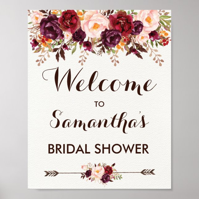 Affiche Fleurs rustiques d'automne pour mariage et baby sh (Devant)