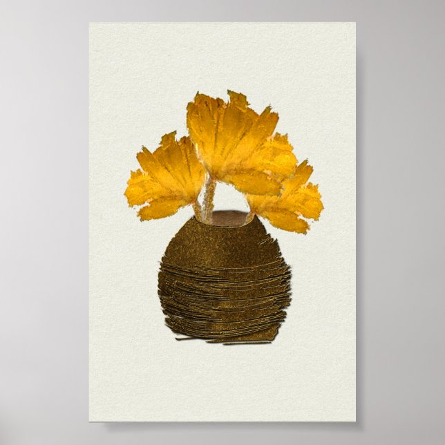 Affiche Fleurs rustiques sèches et chaudes dans un vase en (Devant)