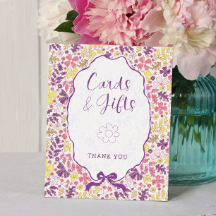 Affiche Fleurs sauvages à nœud rose violet Baby Shower