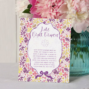 Affiche Fleurs sauvages à nœud rose violet Baby Shower
