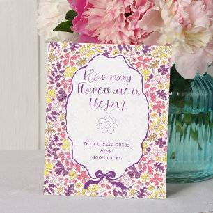 Affiche Fleurs sauvages à nœud rose violet Baby Shower