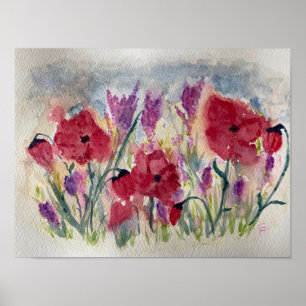 Affiche Fleurs sauvages avec des pavots