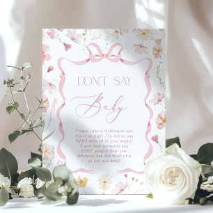 Affiche Fleurs sauvages bébé rose Baby shower