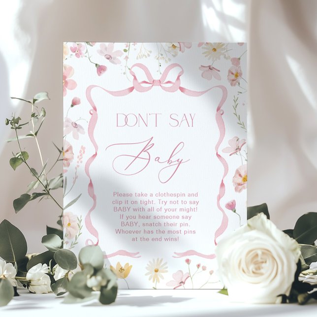 Affiche Fleurs sauvages bébé rose Baby shower (Créateur téléchargé)
