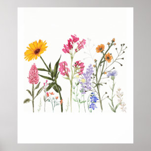 Affiche Fleurs sauvages, Botanique Vintage, Pastel Floral