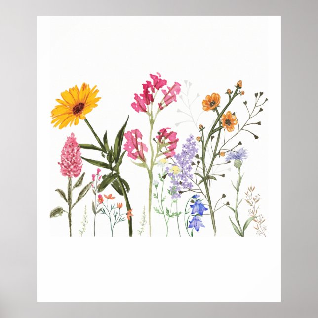 Affiche Fleurs sauvages, Botanique Vintage, Pastel Floral (Devant)
