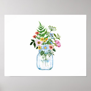 Affiche Fleurs sauvages colorés à Mason Jar