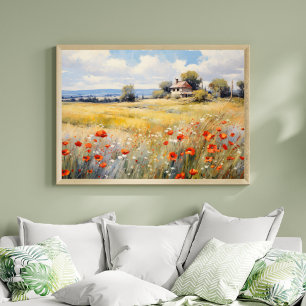 Affiche Fleurs sauvages dans un champ à la ferme rustique