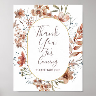 Affiche Fleurs sauvages d'automne Merci d'être venu Signe