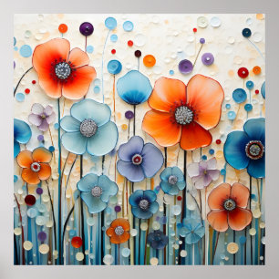 Affiche Fleurs sauvages de prairie en fleurs enchantés