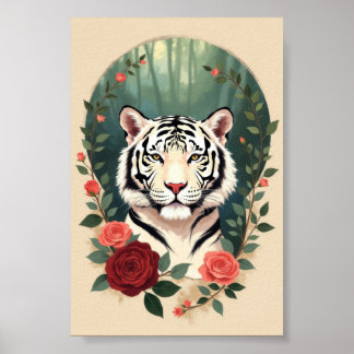Affiche Fleurs sauvages de Tigre Blanc Bohème Vintage Bota