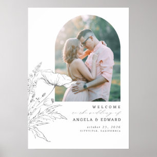 Affiche Fleurs sauvages dessinées à la main Mariage Photo 
