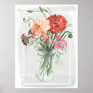 Affiche Fleurs sauvages d'été - roses et rouges