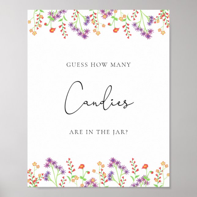 Affiche Fleurs sauvages devine combien de bonbons (Devant)