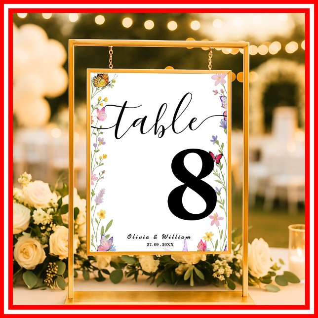 Affiche Fleurs sauvages Floral | Numéro de table de mariag (Créateur téléchargé)