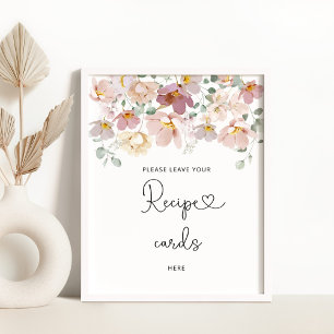 Affiche Fleurs sauvages laisser votre carte de recette ici