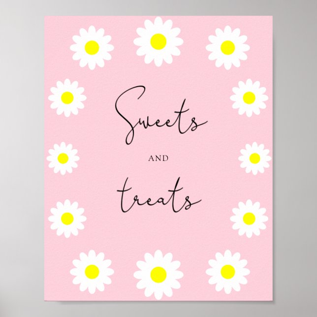 Affiche Fleurs sauvages marguerite - bébé douche douceurs  (Devant)