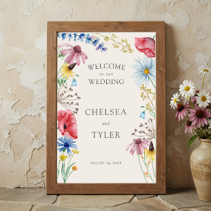 Affiche Fleurs Sauvages Mariage Bienvenue Floral Rustique