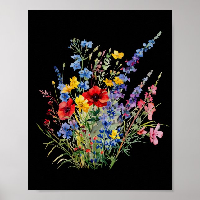 Affiche Fleurs sauvages mignonnes, Amoureux de la nature (Devant)