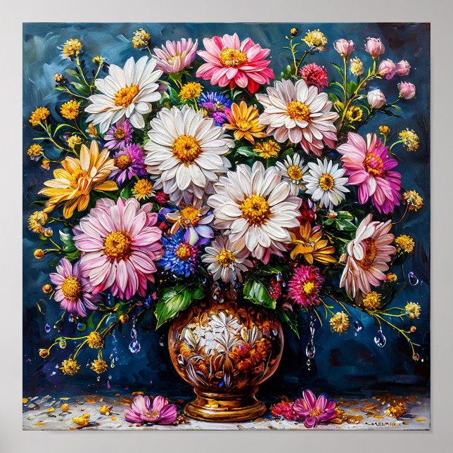 Affiche Fleurs sauvages Nature morte Élégante Botanique Fl (Devant)