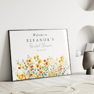 Affiche Fleurs sauvages orange jaune Bienvenue à la Baby S
