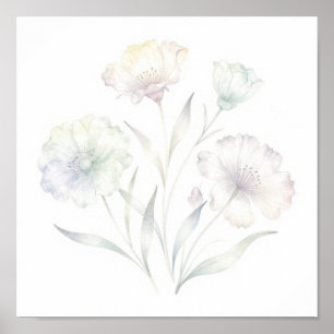 Affiche Fleurs sauvages pastel aquarelle grâce