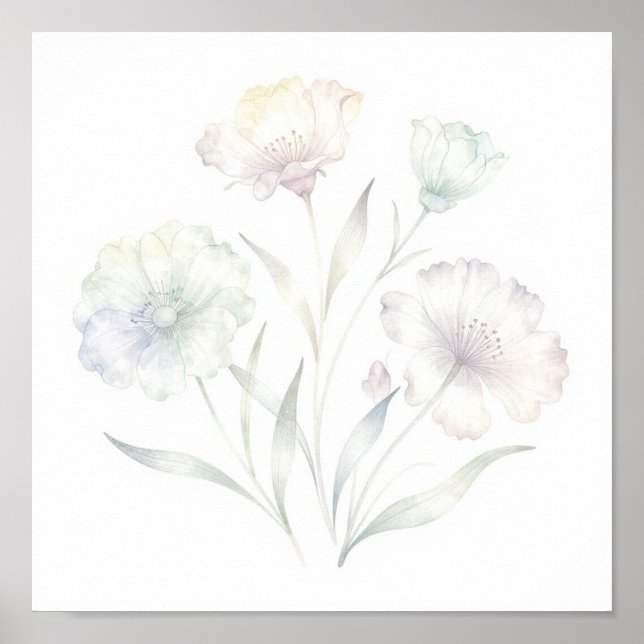 Affiche Fleurs sauvages pastel aquarelle grâce (Devant)