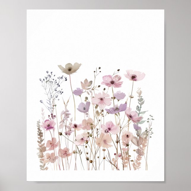 Affiche Fleurs sauvages Pastel Boho Aquarelle Florale (Devant)