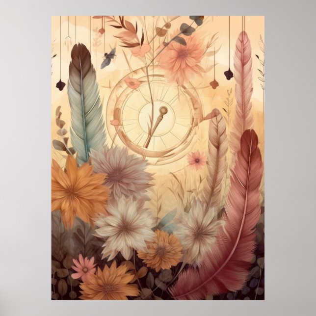 Affiche Fleurs sauvages plumés (Devant)