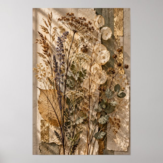 Affiche Fleurs sauvages séchées et capsules de graines tra (Devant)