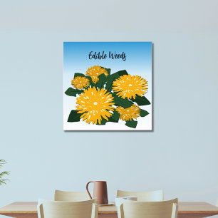 Affiche Fleurs sauvages stylisées Jaune Pissenlit Mauvaise