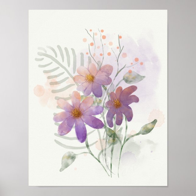Affiche Fleurs sauvages violets (Devant)