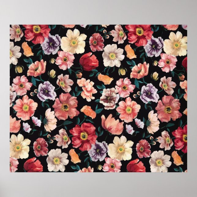 Affiche Fleurs solides abstraites en arrangement complet,  (Devant)