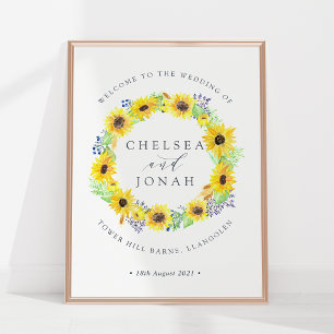 Affiche Fleurs Sunflower Wreath Mariage Bienvenue