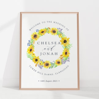 Affiche Fleurs | Sunflower Wreath Mariage Bienvenue