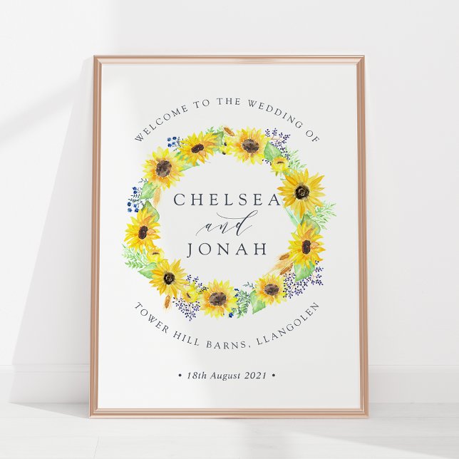 Affiche Fleurs | Sunflower Wreath Mariage Bienvenue (Créateur téléchargé)