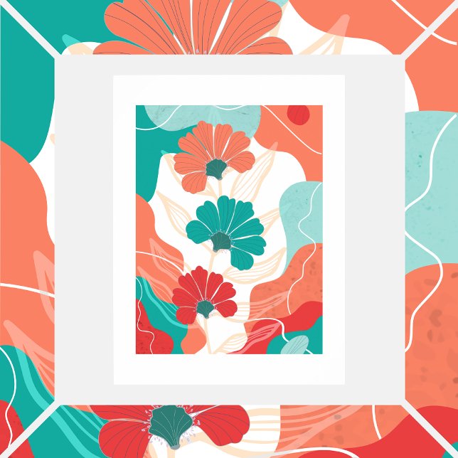 Affiche Fleurs sur fond abstrait (Créateur téléchargé)