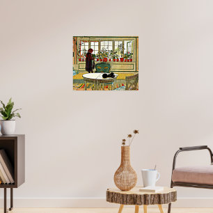 Affiche Fleurs sur le rebord de fenêtre,